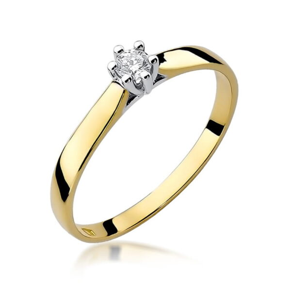 Pierścionek Diament 0,08ct żółte złoto