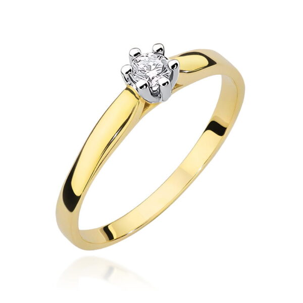 Pierścionek Diament 0,15ct żółte złoto