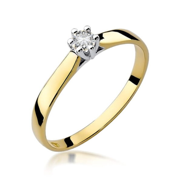 Pierścionek Diament 0,12ct żółte złoto 375