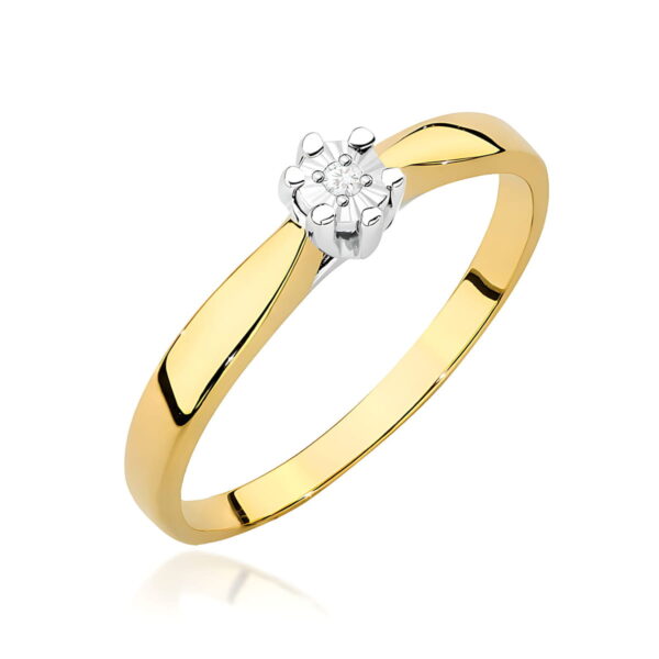 Pierścionek Diament 0,01ct żółte złoto 375