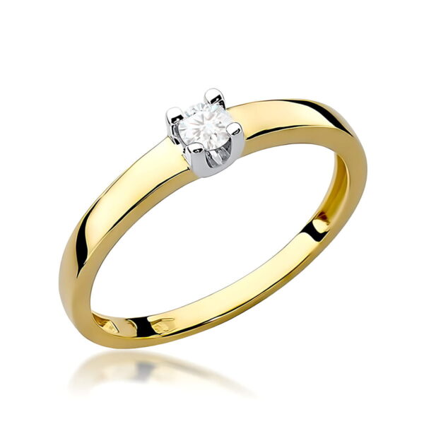 Pierścionek Diament 0,08ct żółte złoto