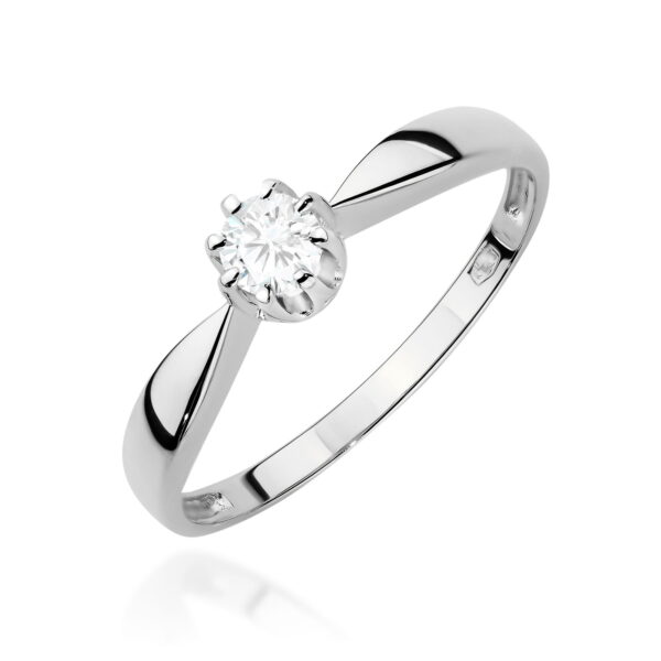 Pierścionek Diament 0,15ct białe złoto 375