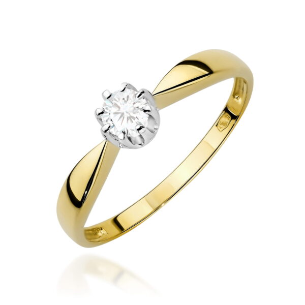 Pierścionek Diament 0,15ct żółte złoto 375