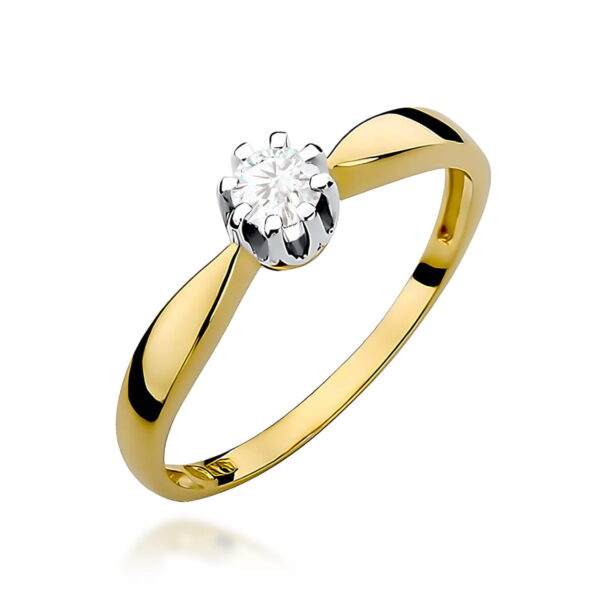 Pierścionek Diament 0,20ct żółte złoto 375