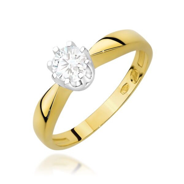 Pierścionek Diament 0,30ct żółte złoto 375