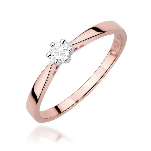 Pierścionek Diament 0,12ct różowe złoto