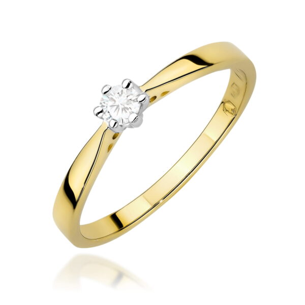 Pierścionek Diament 0,08ct żółte złoto
