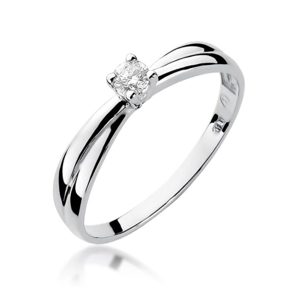 Pierścionek Diament 0,10ct białe złoto 375