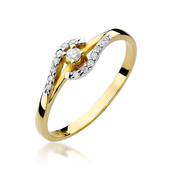Pierścionek Diament 0,04ct żółte złoto