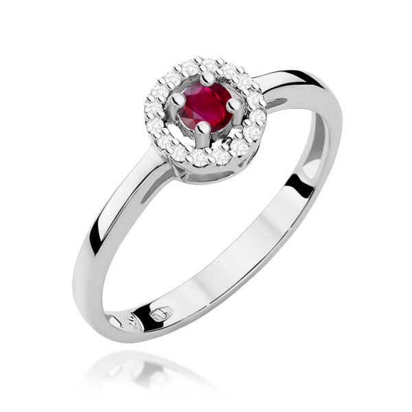 Pierścionek Rubin 0,15ct białe złoto 375