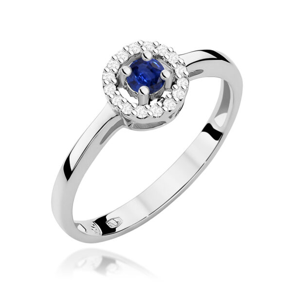 Pierścionek Szafir 0,15ct białe złoto 375