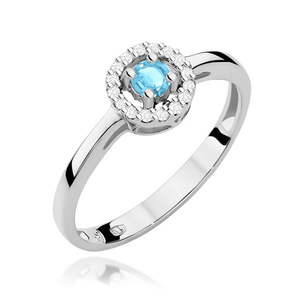 Pierścionek Topaz Swiss 0,15ct białe złoto 375