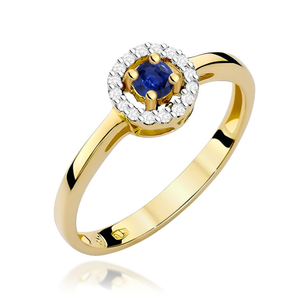 Pierścionek Szafir 0,15ct żółte złoto