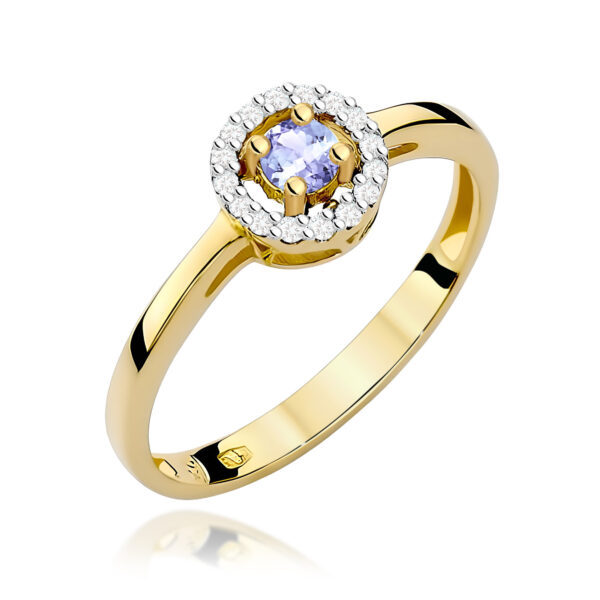 Pierścionek Tanzanit 0,15ct żółte złoto