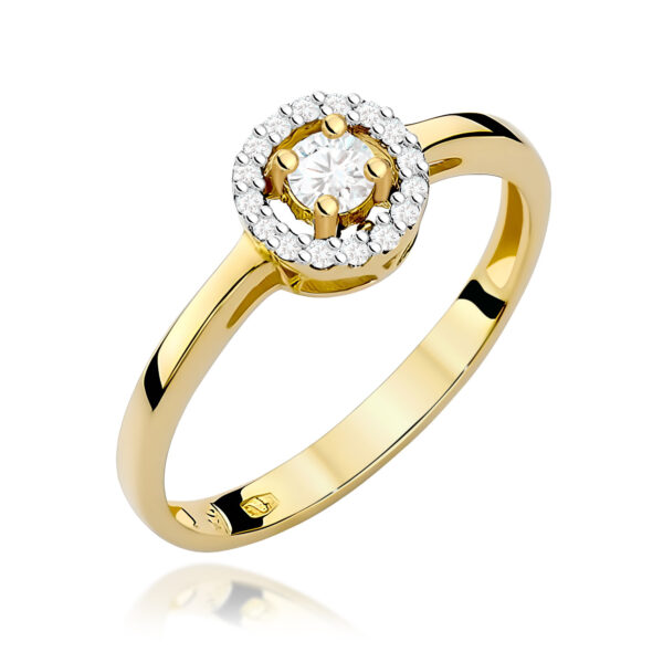 Pierścionek Diament 0,12ct Żółte złoto 375