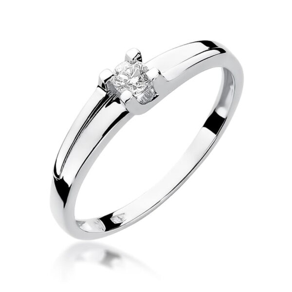 Pierścionek Diament 0,12ct białe złoto 375