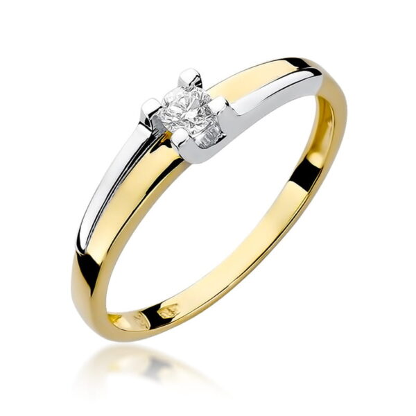 Pierścionek Diament 0,12ct żółte złoto
