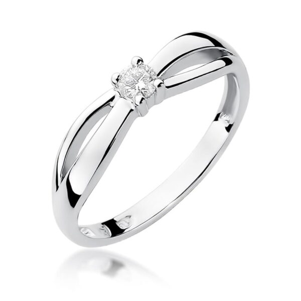 Pierścionek Diament 0,10ct Białe złoto 375