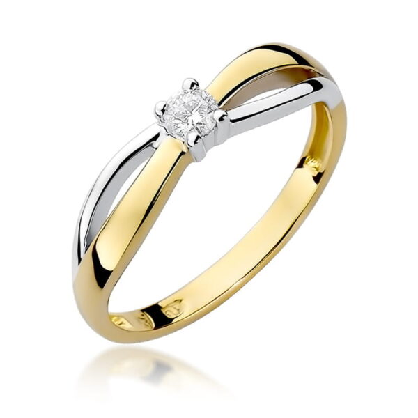 Pierścionek Diament 0,10ct żółte złoto 375