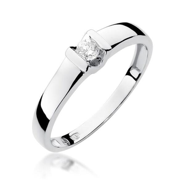 Pierścionek Diament 0,10ct białe złoto 375