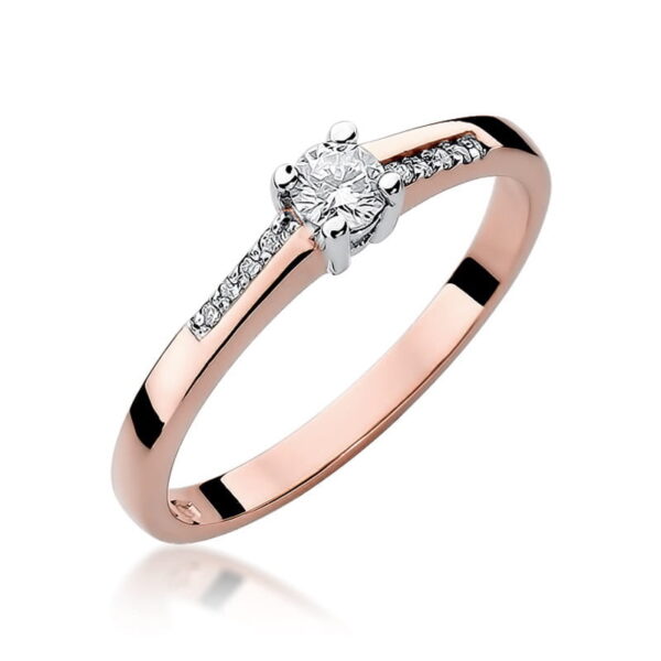 Pierścionek Diament 0,15ct różowe złoto