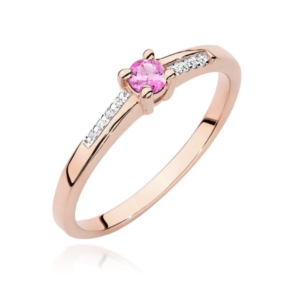 Pierścionek Różowy Topaz 0,13ct różowe złoto