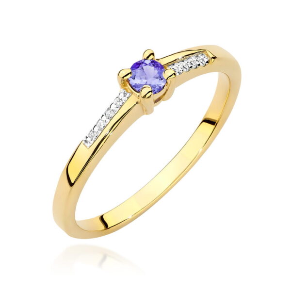 Pierścionek Tanzanit 0,15ct żółte złoto