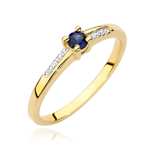 Pierścionek Szafir 0,15ct żółte złoto 375