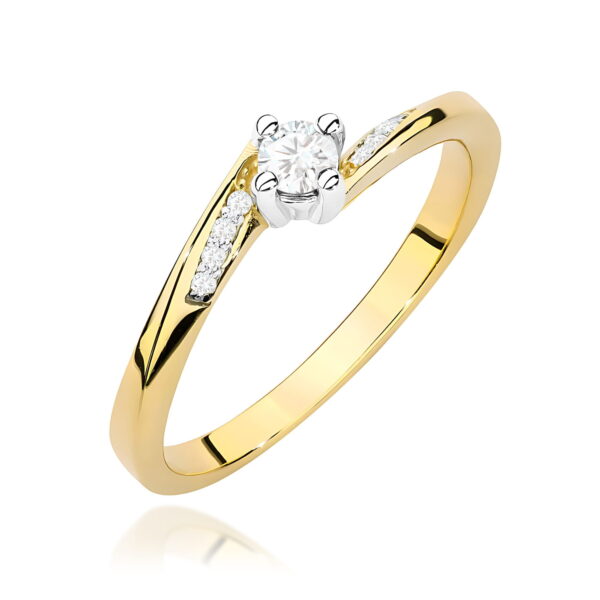 Pierścionek Diament 0,15ct żółte złoto