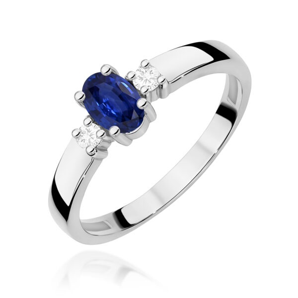 Pierścionek Szafir 0,70ct białe złoto 375
