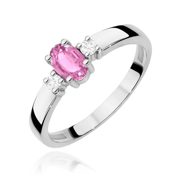 Pierścionek Różowy Szafir 0,45ct białe złoto 375