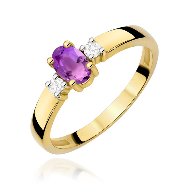 Pierścionek Ametyst 0,40ct żółte złoto 375
