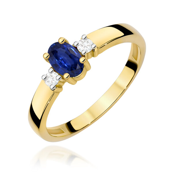 Pierścionek Szafir 0,70ct żółte złoto 375