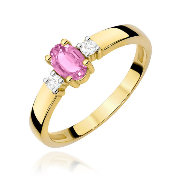 Pierścionek Różowy Szafir 0,45ct żółte złoto 375