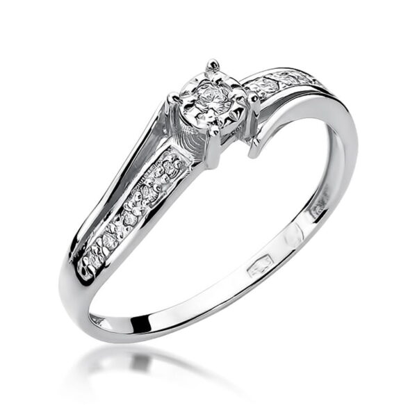 Pierścionek Diament 0,05ct białe złoto 375