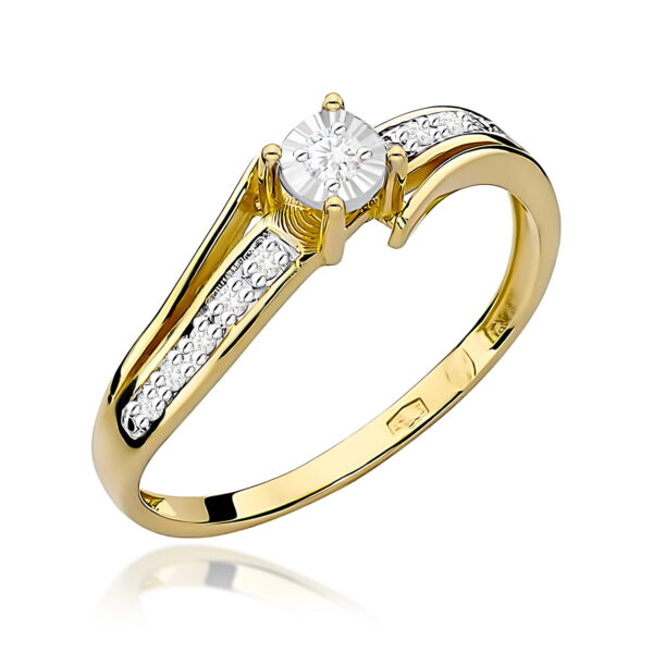 Pierścionek Diament 0,05ct żółte złoto 375