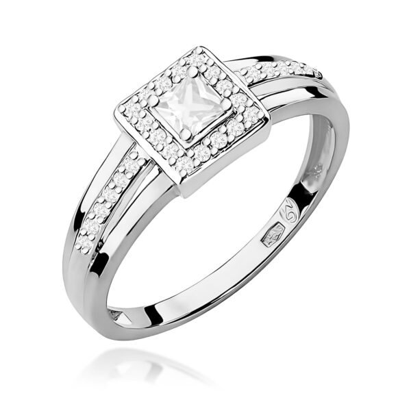 Pierścionek Diament 0,15ct białe złoto 375