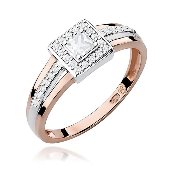 Pierścionek Diament 0,15ct różowe złoto 375
