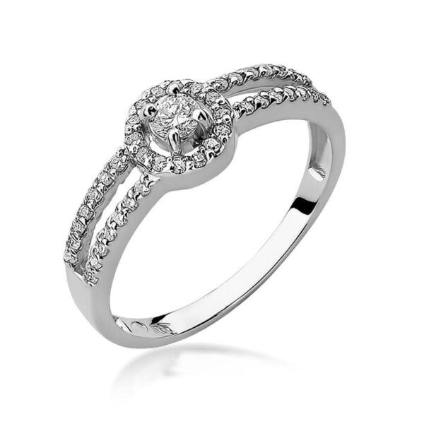 Pierścionek Diament 0,10ct białe złoto 375