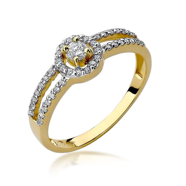 Pierścionek Diament 0,10ct żółte złoto 375
