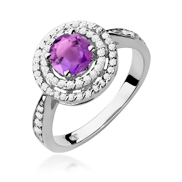 Pierścionek Ametyst 0,90ct białe złoto 375