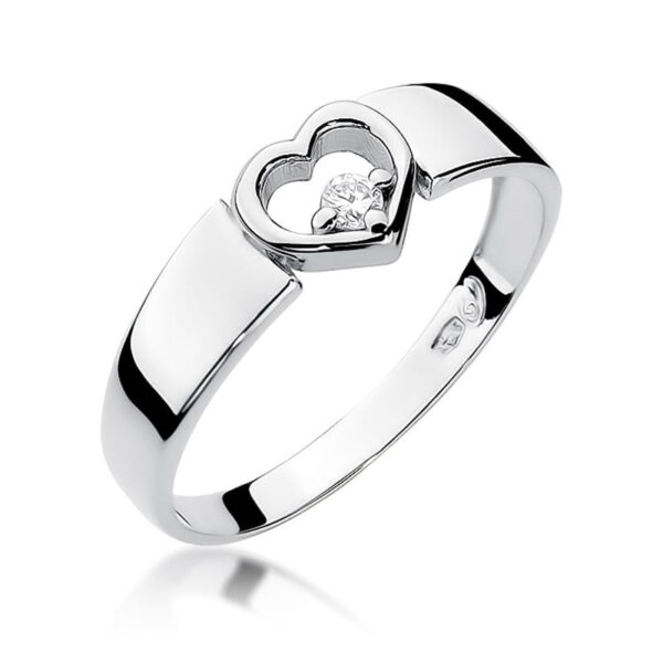 Pierścionek Diament 0,04ct białe złoto 375