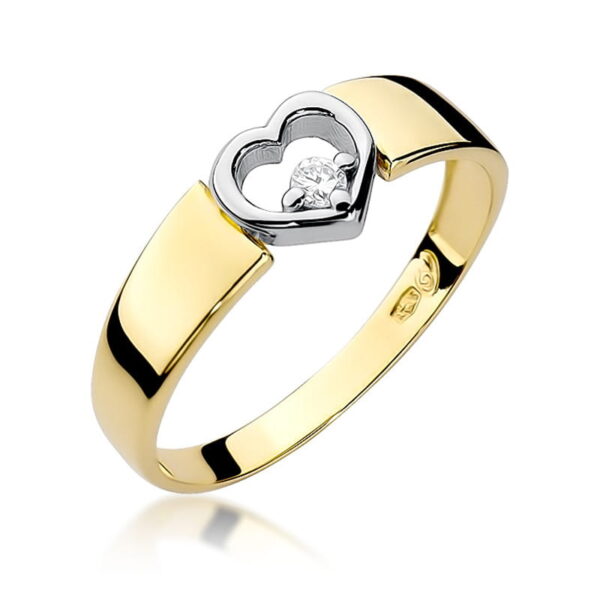 Pierścionek Diament 0,04ct żółte złoto
