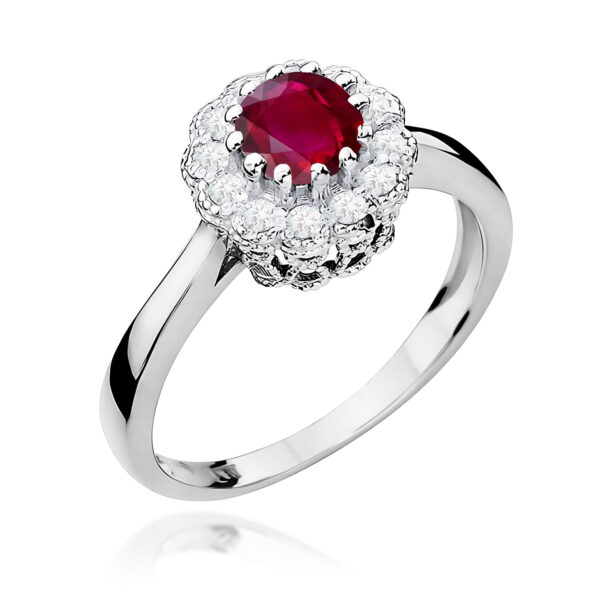 Pierścionek Rubin 0,60ct białe złoto