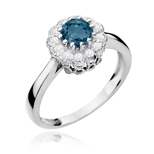 Pierścionek Topaz London Blue 0,50ct białe złoto