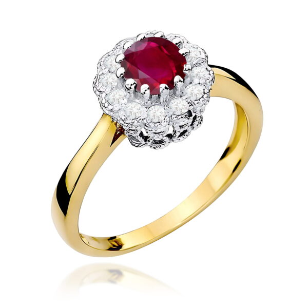 Pierścionek Rubin 0,60ct żółte złoto 375