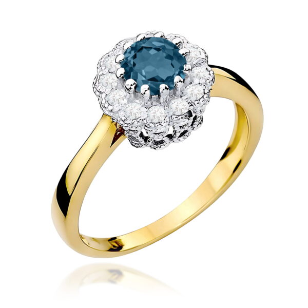 Pierścionek Topaz London Blue 0,50ct żółte złoto 375