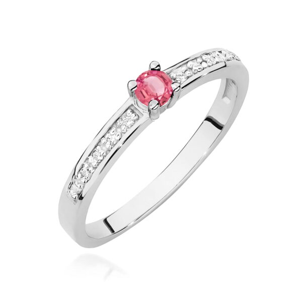 Pierścionek Różowy Topaz 0,15ct białe złoto