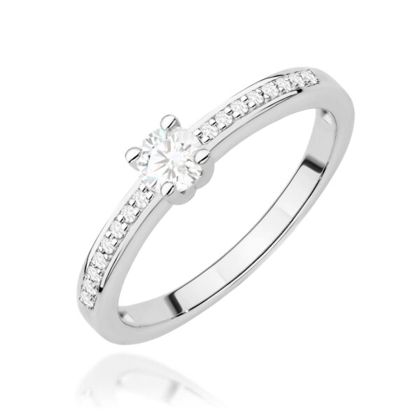 Pierścionek Diament Laboratoryjny 0,08ct białe złoto 375