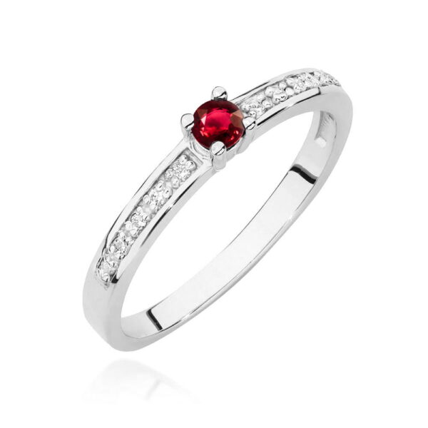 Pierścionek Rubin 0,15ct białe złoto 375